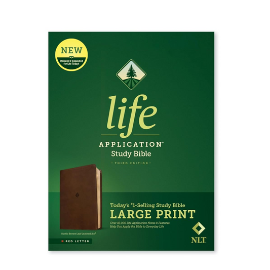 NLT Life Application Study Bible (Third Ed), Large Print - LeatherLike, Rustic Brown/Leaf