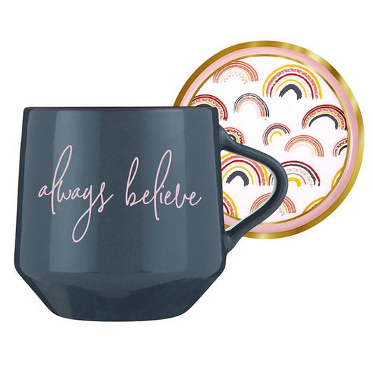 Ceramic Mug with Coaster - Always Believe (J5796)