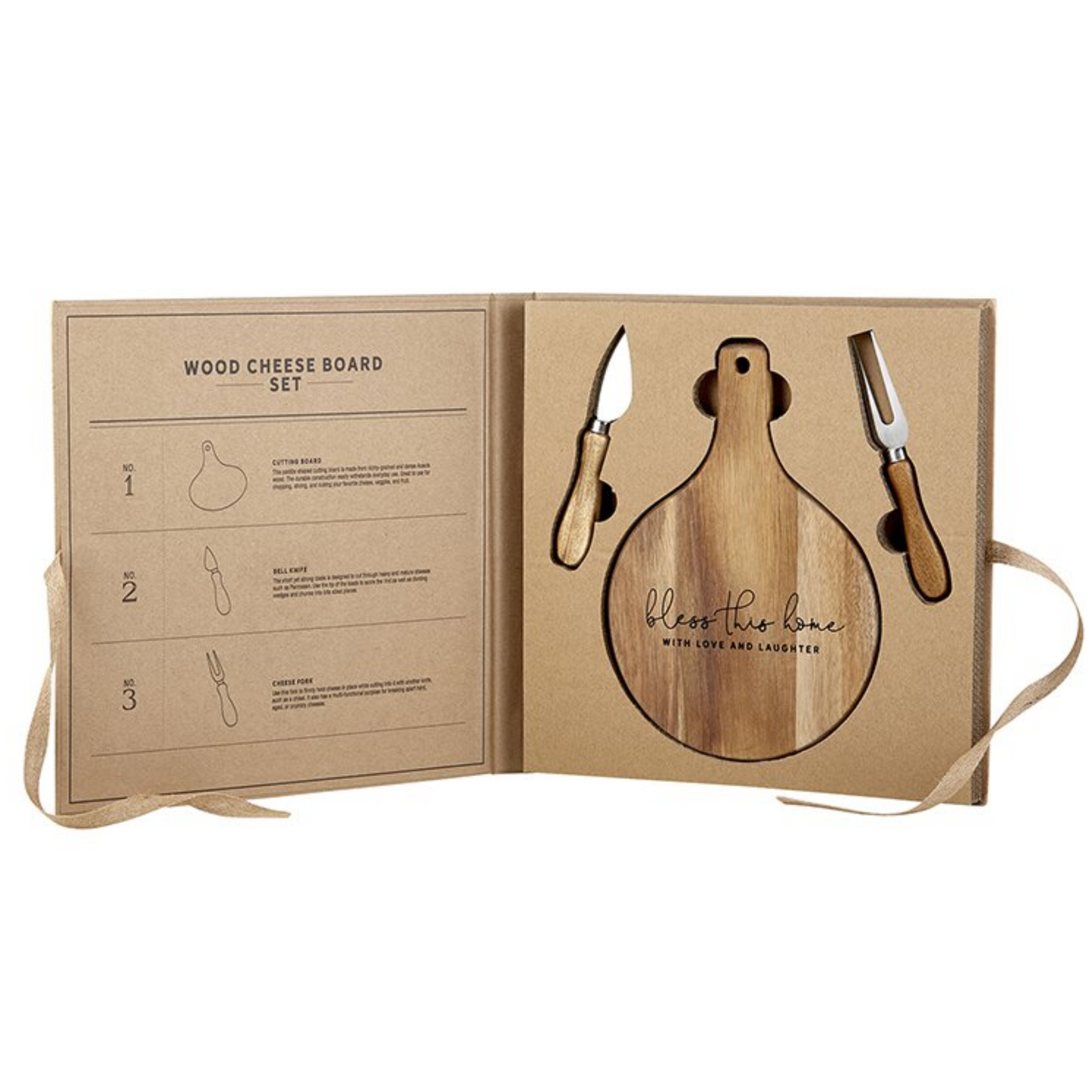 Wood Cheese Board Set - Bless this Home (G2041)