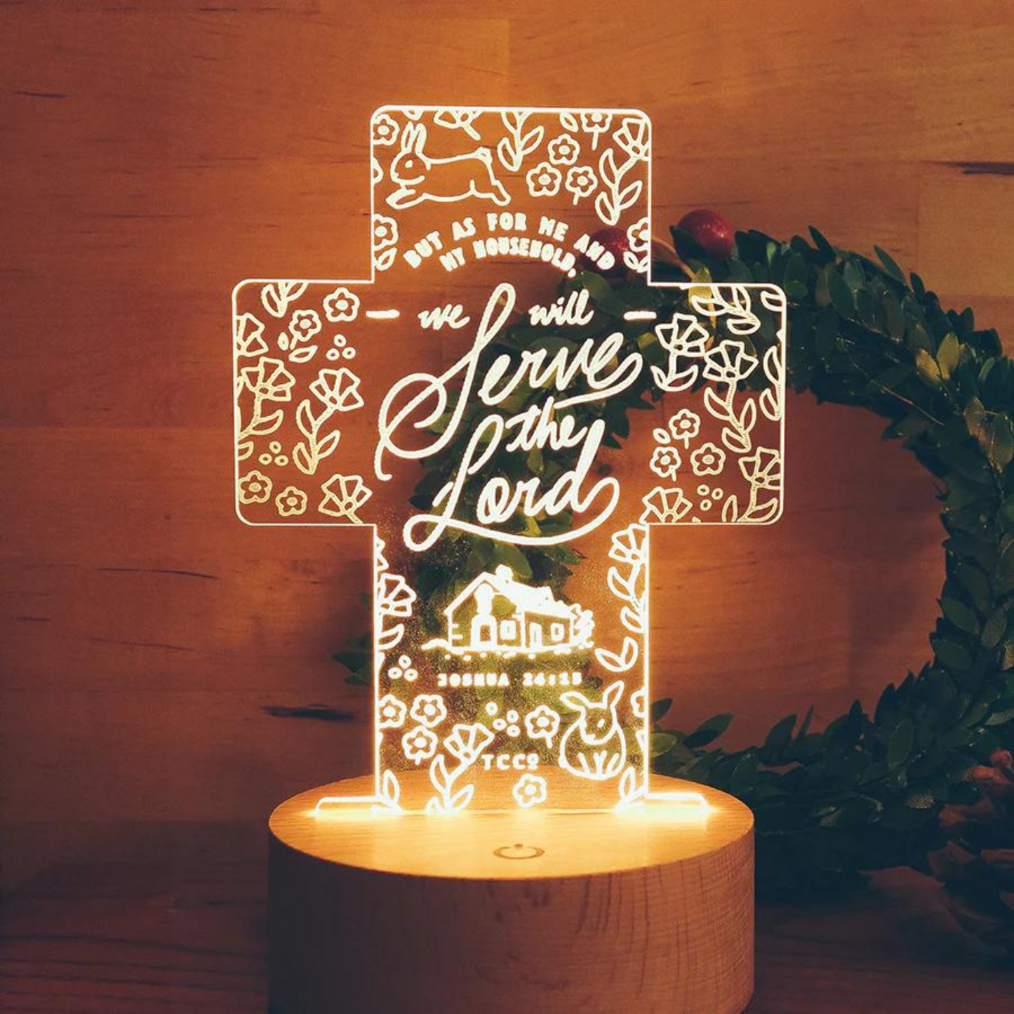 Night Light - Household Serve The Lord (Cross)