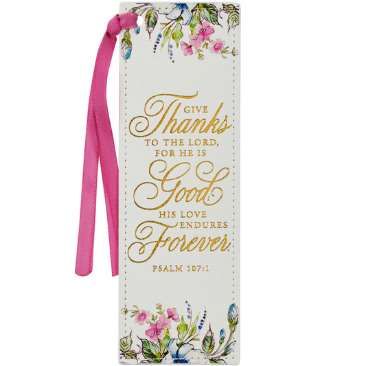 Leather Bookmark - Give Thanks (BMF096)