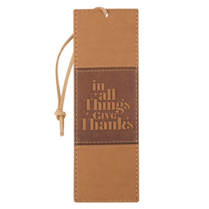 Leather Bookmark - In All Things Give Thanks (BMF132)