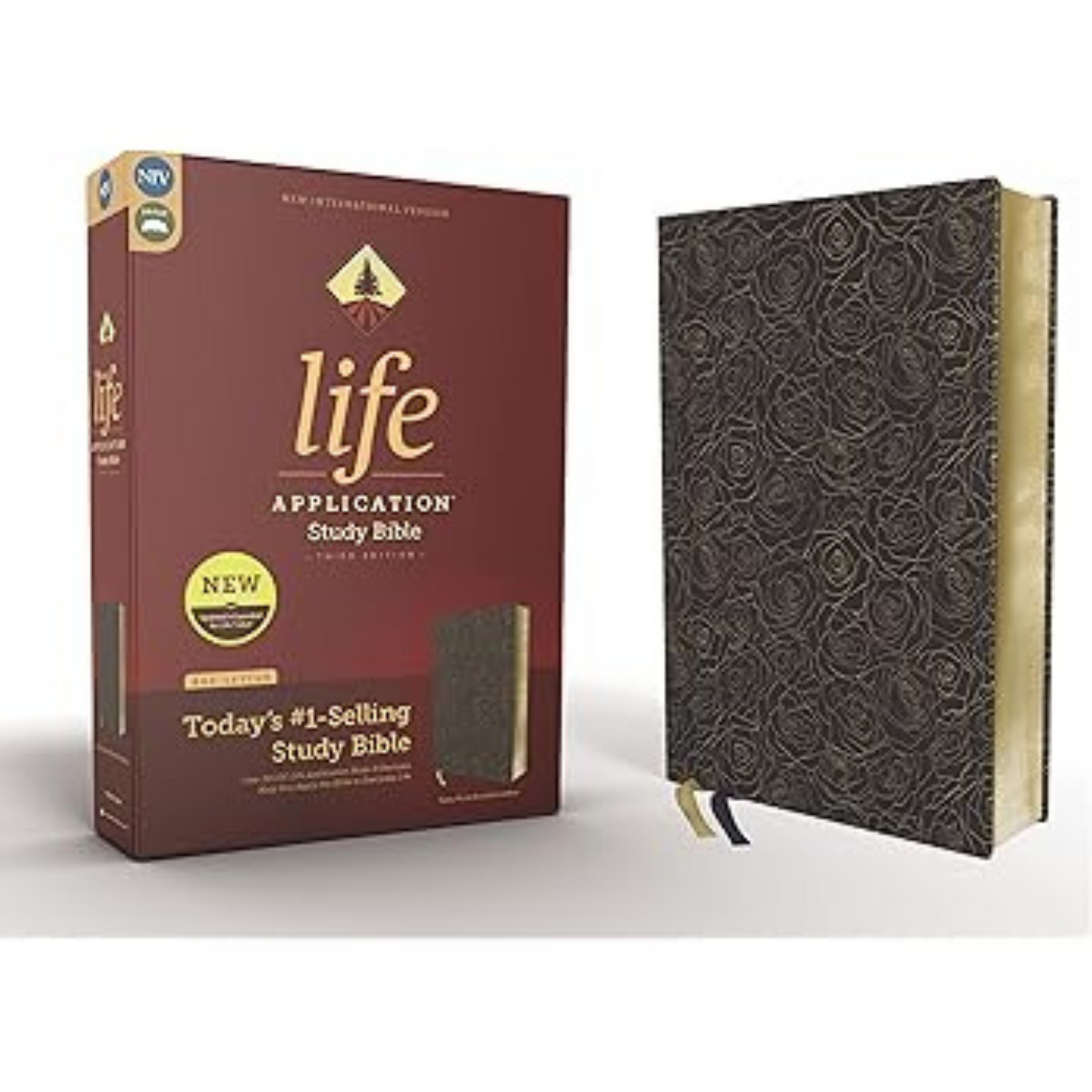 NIV Life Application Study Bible (Third Ed) - Bonded Leather, Navy Floral