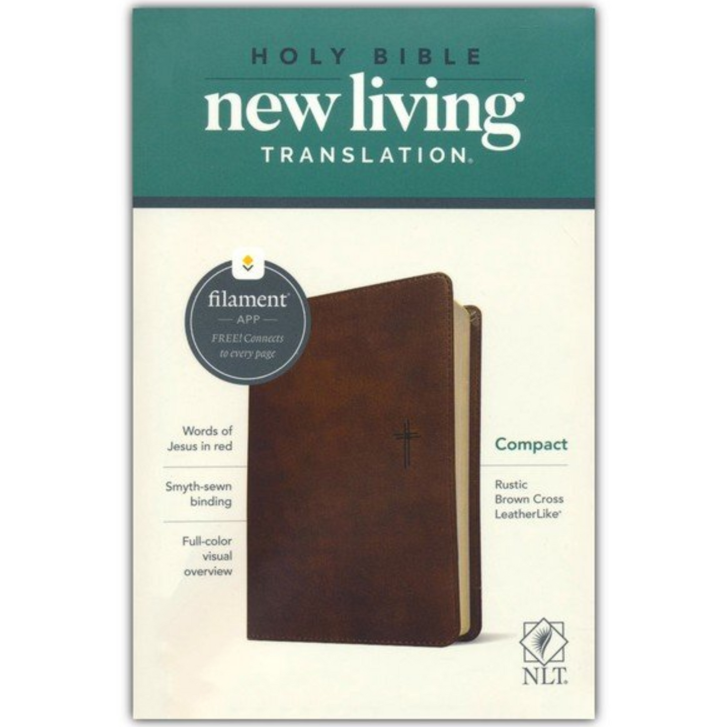 NLT Compact Bible, Filament Enabled Edition ,LeatherLike, Rustic Brown