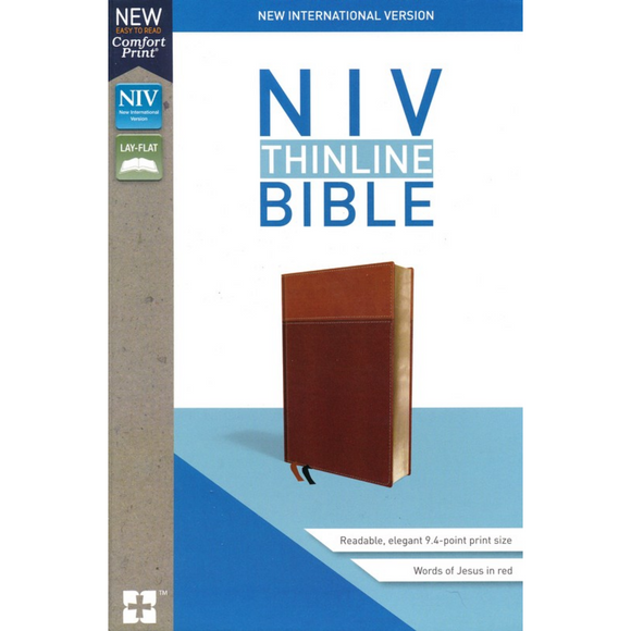 NIV Thinline Bible - Leathersoft, Tan