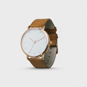 Proverbs 3:5 Watch - Rose Gold White Face/Brown Leather Strap