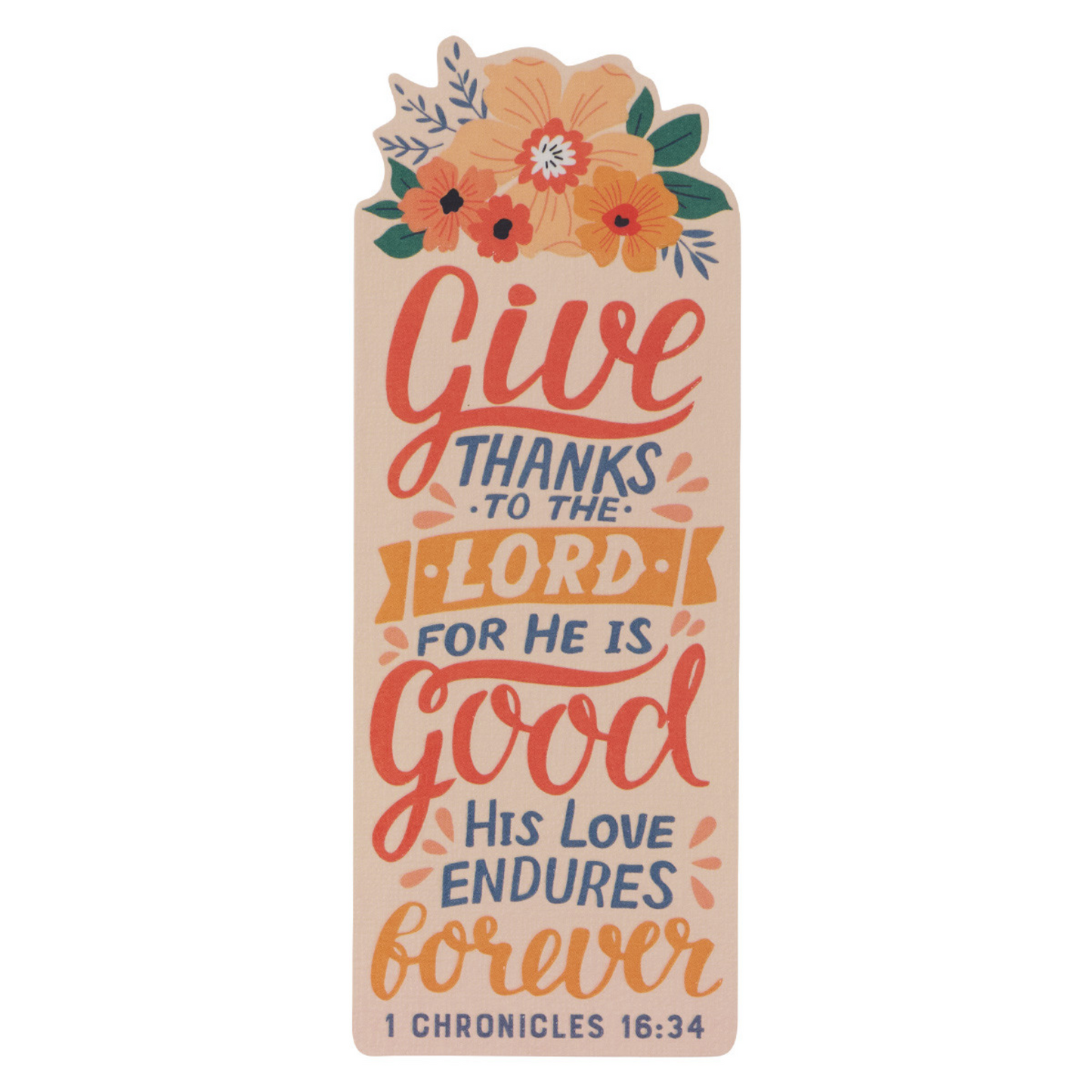 Premium Cardstock Bookmark - Give Thanks (Floral,  FBM020)