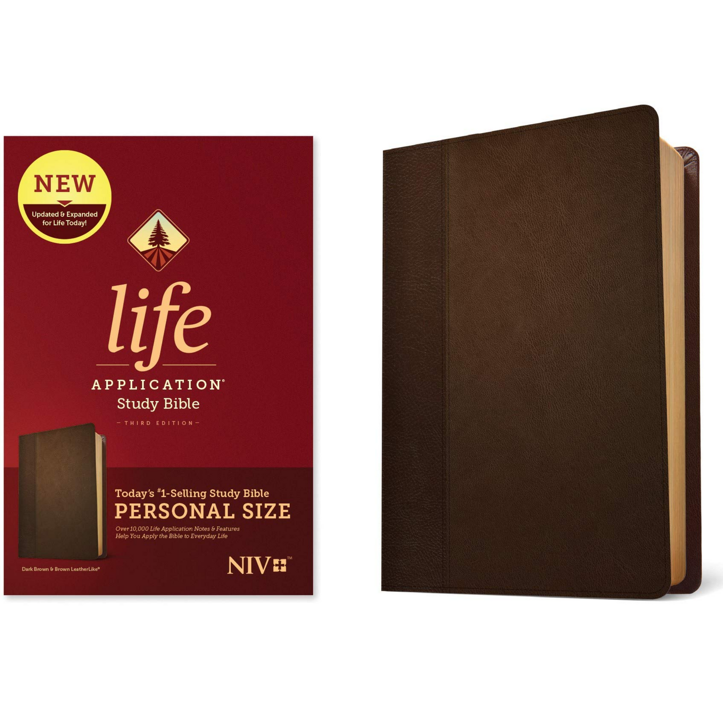 NIV Life Application Study Bible (Third Ed), Personal Size - LeatherLike, Dark Brown/Brown