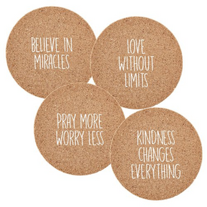 Cork Coaster Sets: Believe in Miracles, Pack of 4 (#D3265)